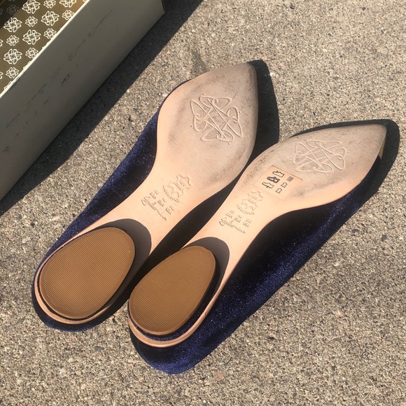 Guilhermina Blue Velvet Mirror Toe Flats - Picture 6 of 6